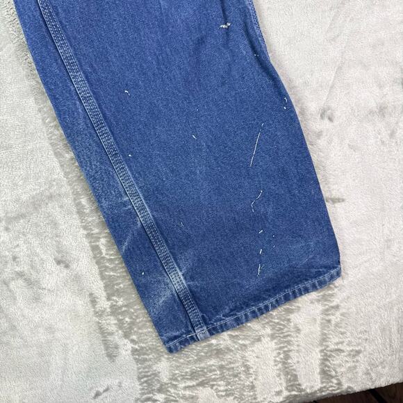 VTG Carhartt Dungaree Fit utility workwear carpenter blue jeans mens 37x29 - Picture 3 of 8